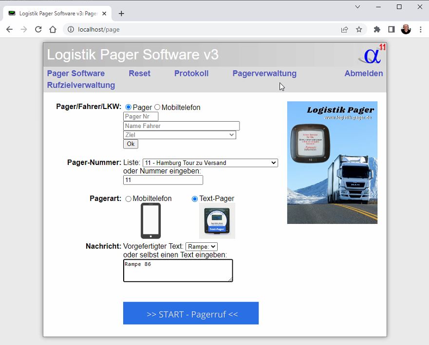 Logistik-Pager-Textpager-Ruf