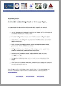 Pager-Pflegetipps Handhabung Logistik-Pager Alpha11